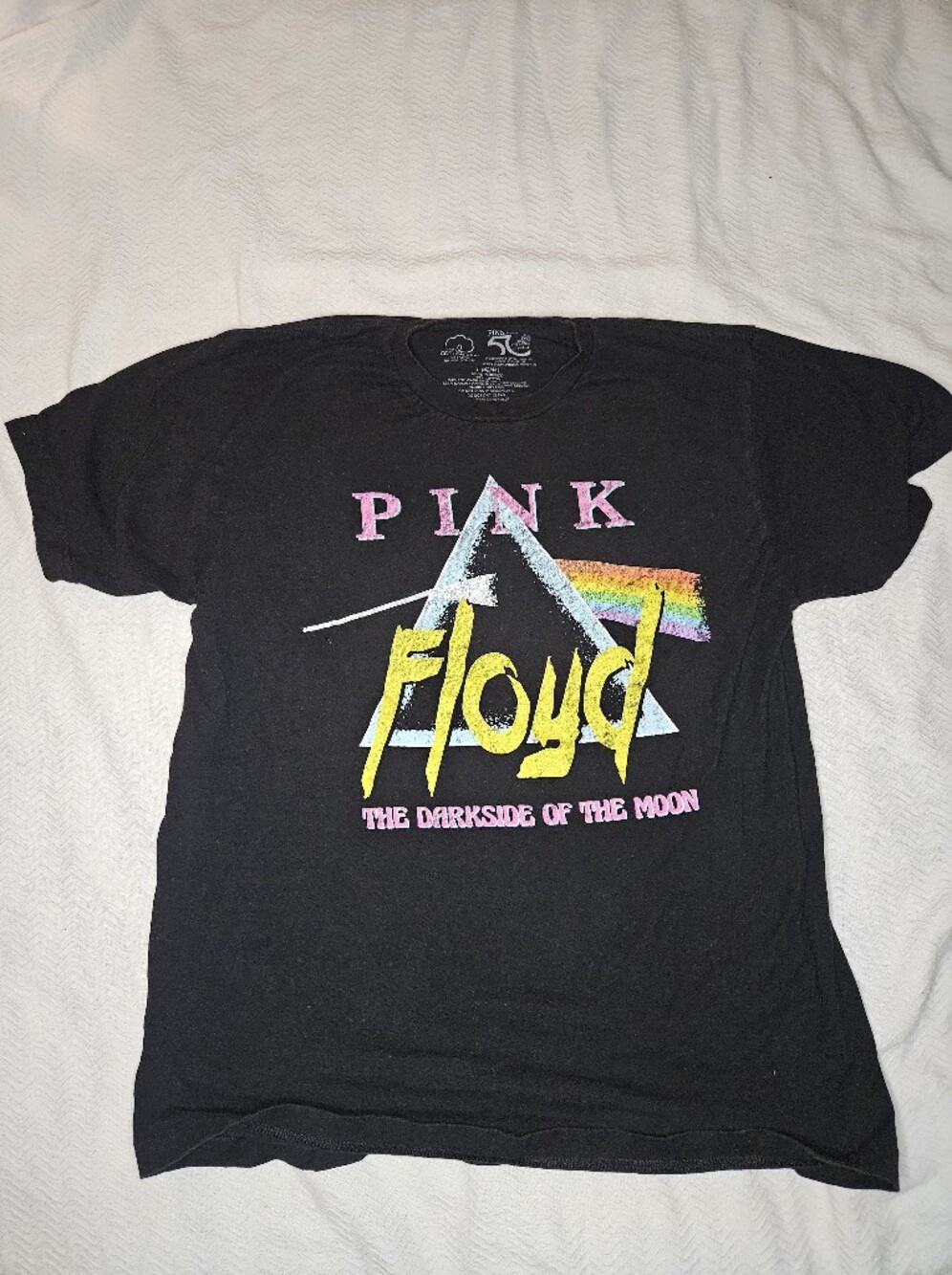 Pink Floyd Black Tee with Rainbow Prism Graphic